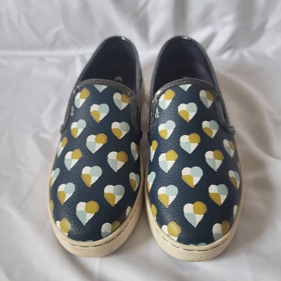 COACH womens Sz 5B midnight navy slip on hearts sneakers - Picture 2 of 7